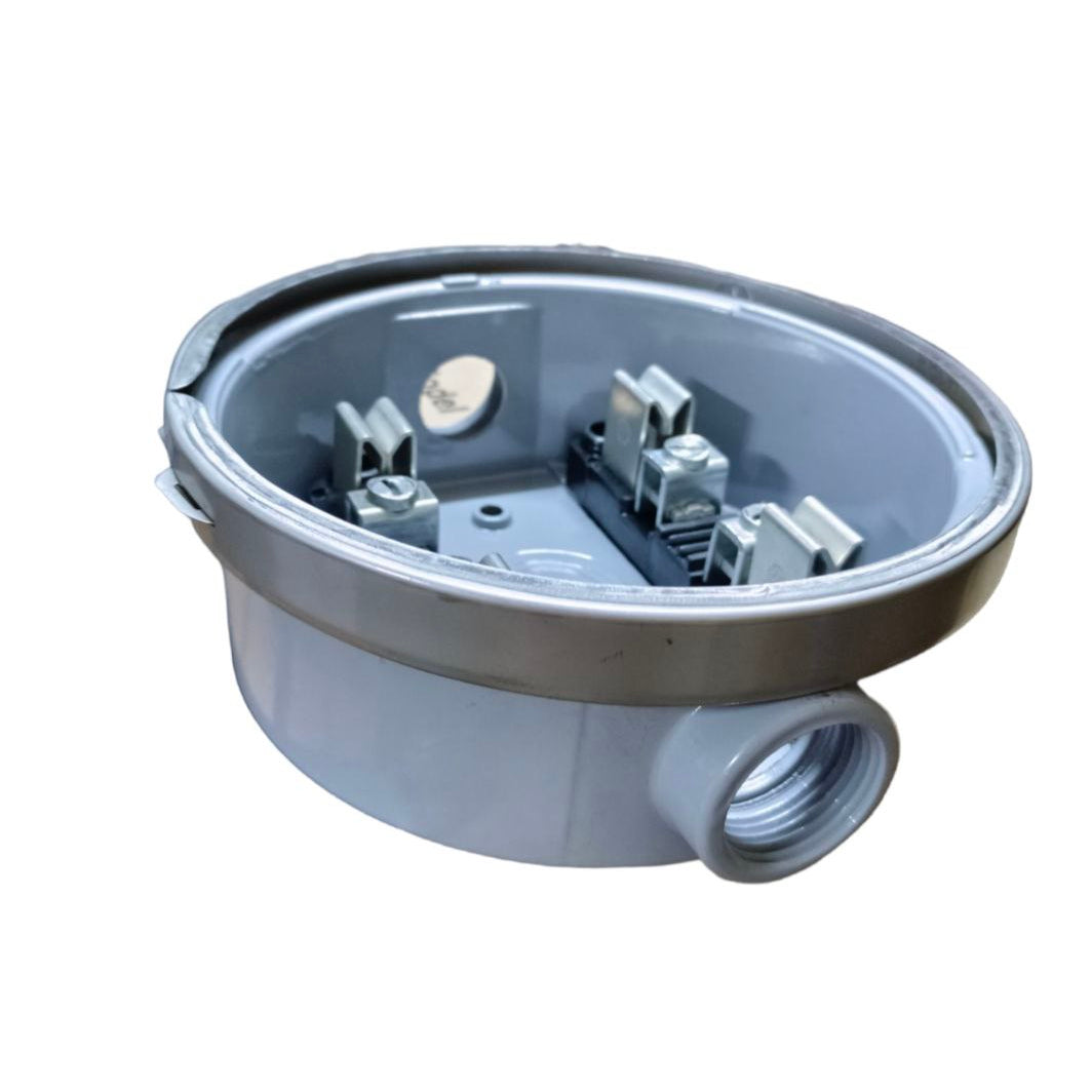 USA Round Meter Base 1 inch gray electrical meter socket with metal screws and conduit entry