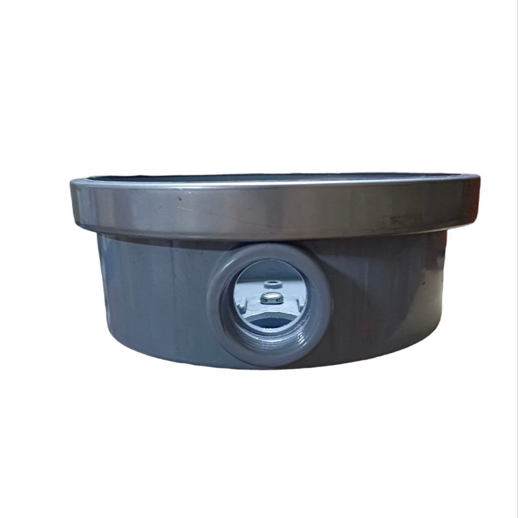 USA Round Meter Base 1 inch electrical part with gray body and clear window for meter reading