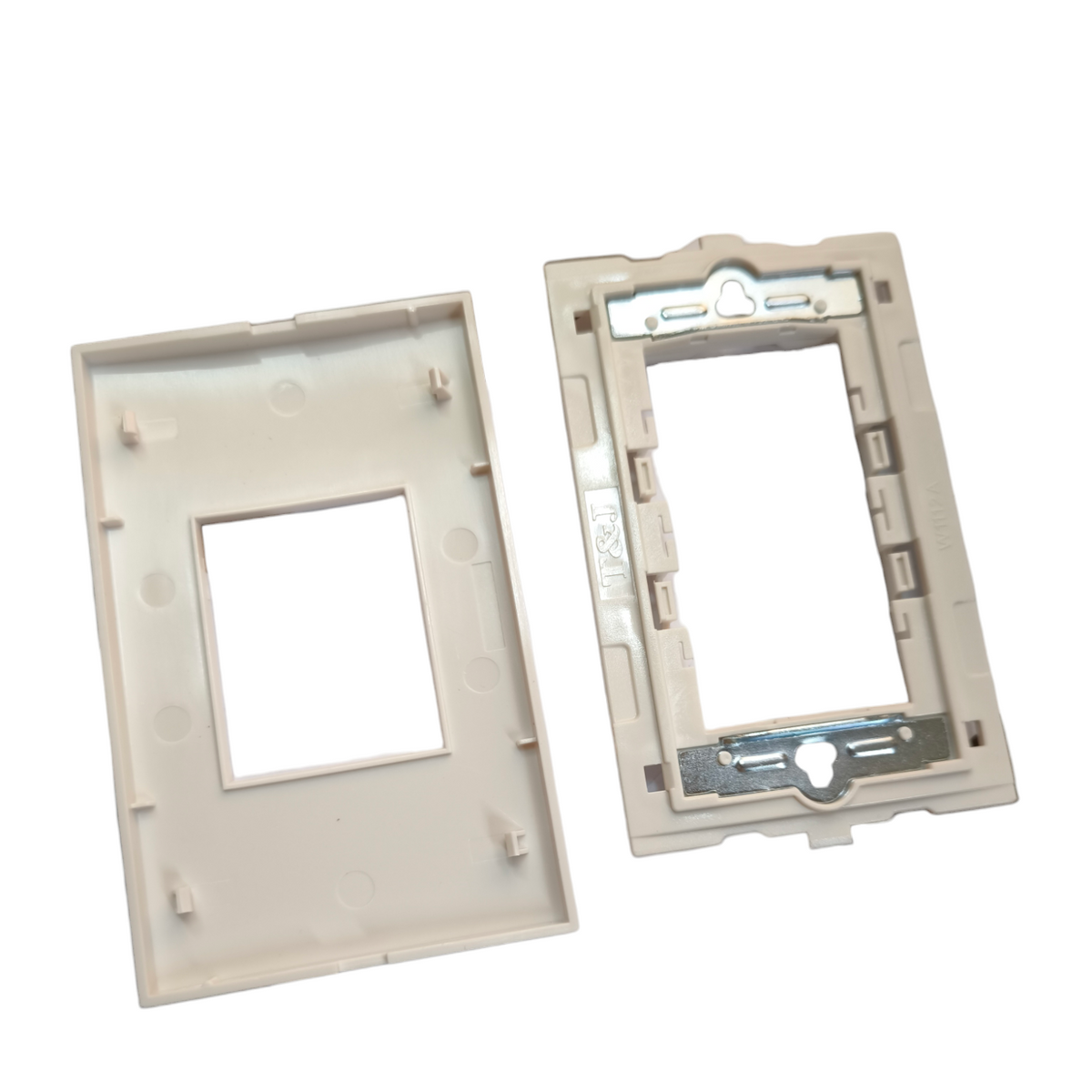 T&J 1 Gang Center Device Plate Cover with mounting frame for power points and switches