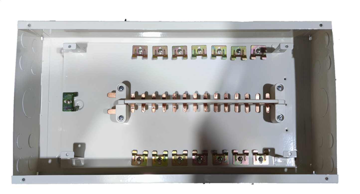 14 Branches 2Pole Miniature Circuit Breaker panel with metallic connectors for electrical circuitry
