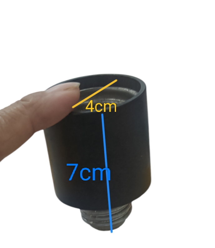 Eagle E40 to E27 Socket Adapter shown with dimensions held by hand for size reference