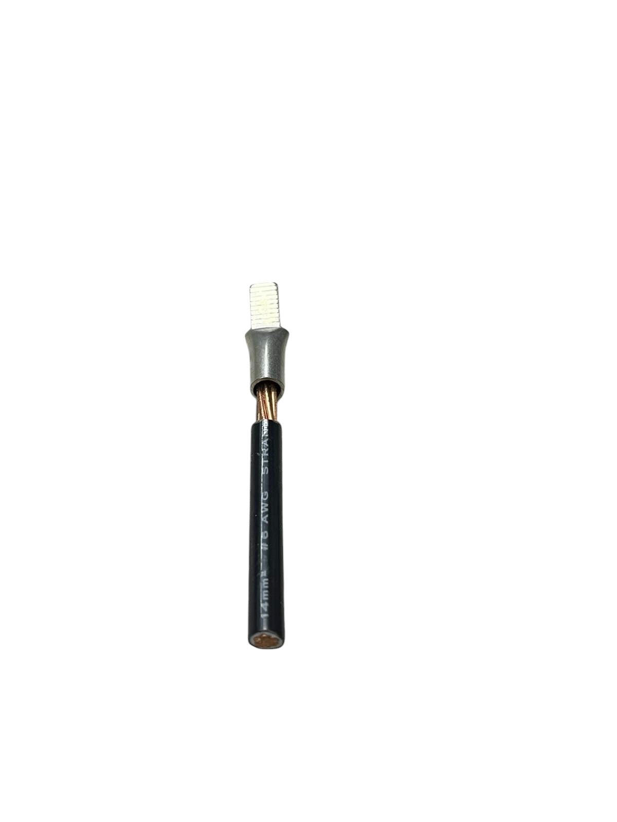 Lugs for Miniature Circuit Breaker C45-16 attached to a black insulated electrical wire