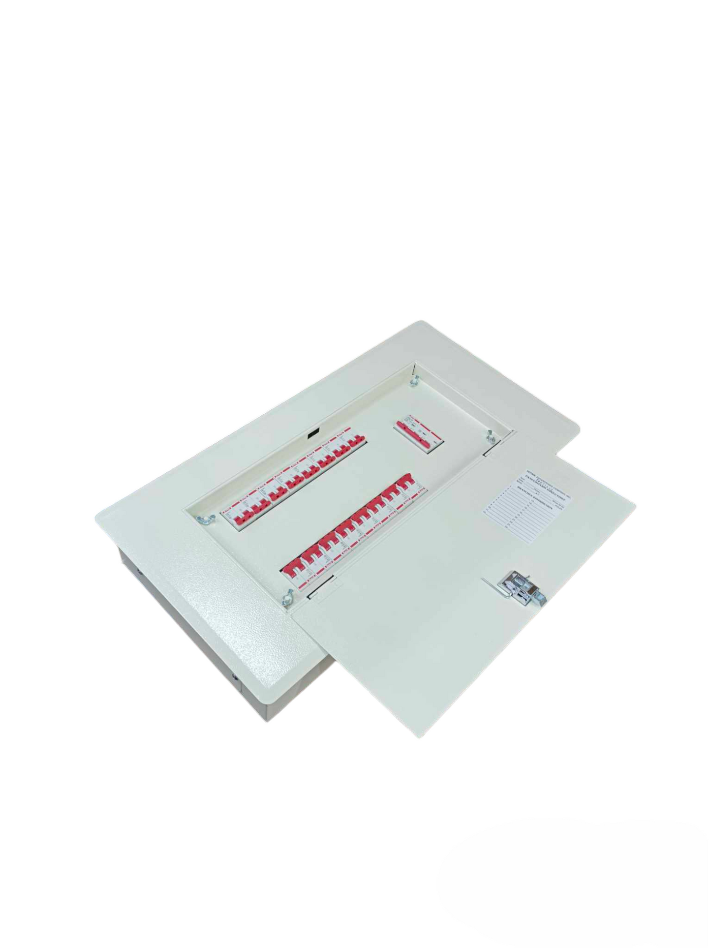 Himel Koten Panel Board 100A 3 Pole 10 KAIC Main with white metal enclosure and open door