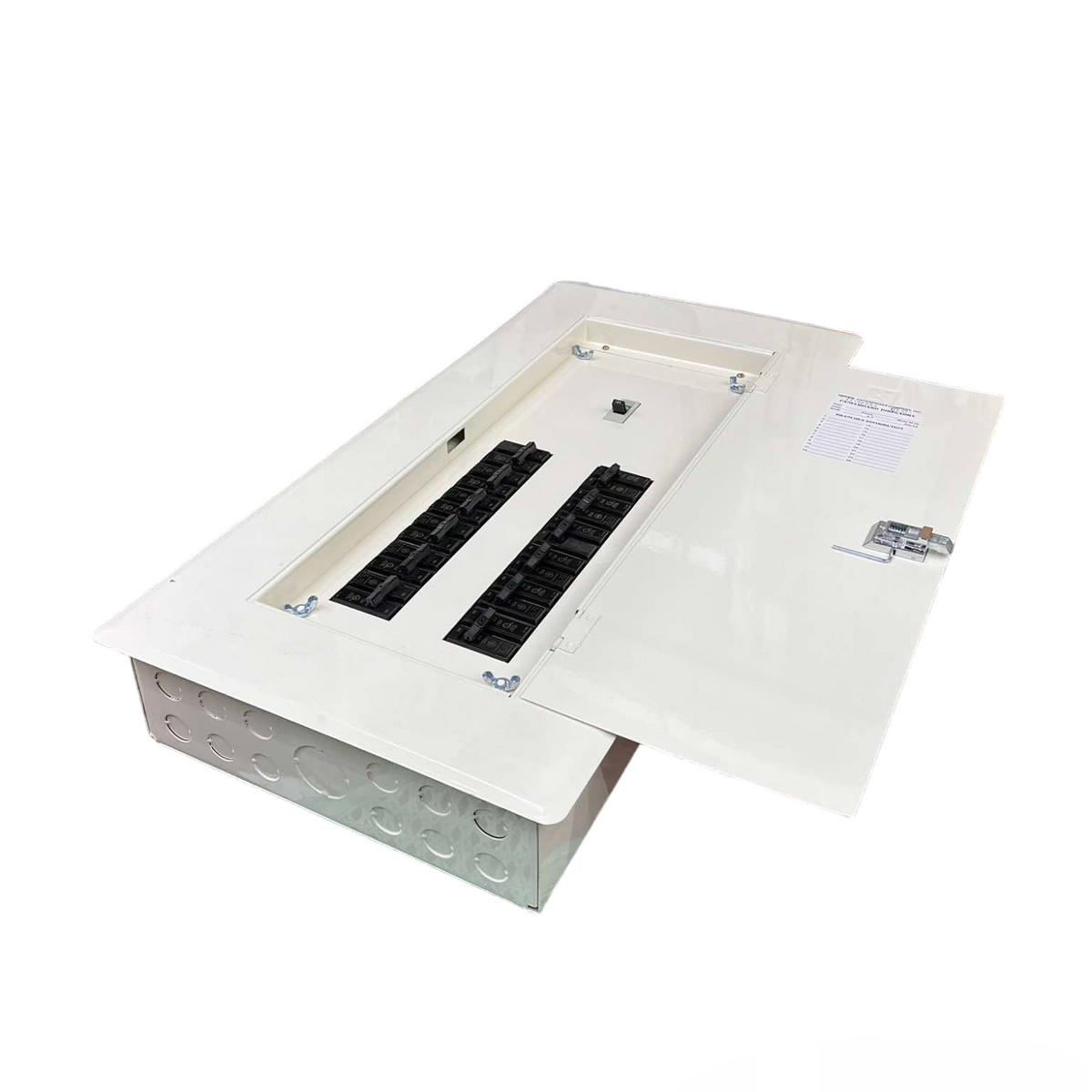 Koten and GE electrical Panel Board 225A 250SP 2Pole with white metal enclosure and circuit breakers