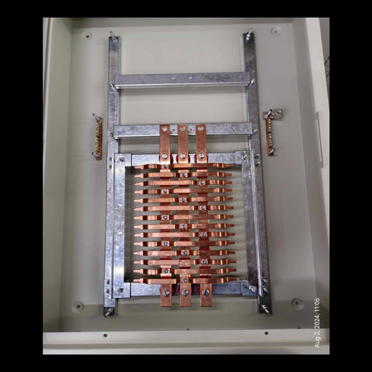 Schneider and Royu Panel Board For EZC250 Main 3 Pole with copper busbars inside gray metal enclosure