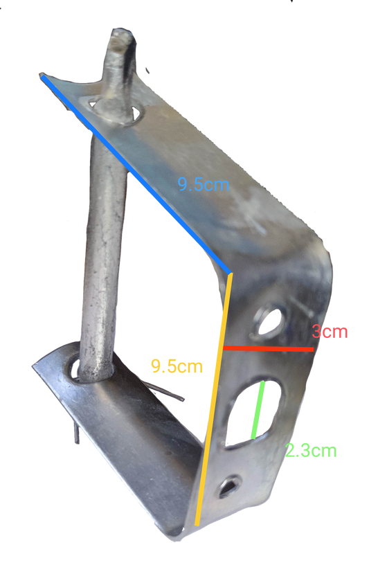 Electx Electrical Supply secondary rack 1 wire insulator metal part with dimensions shown