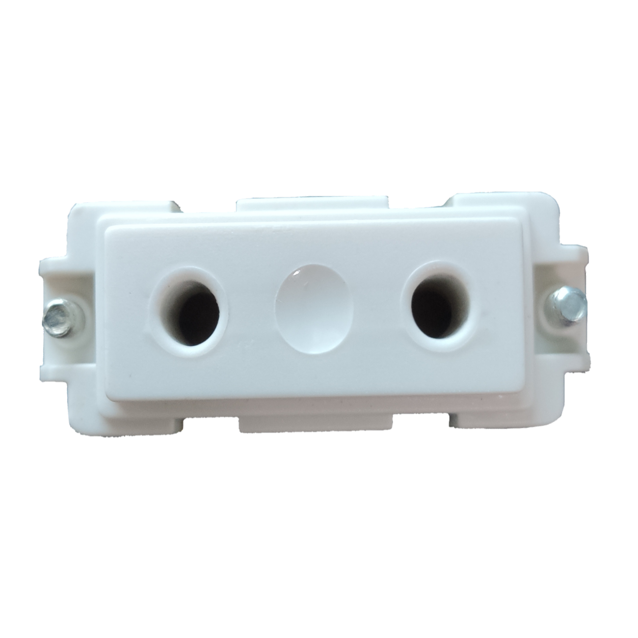 White Veto Round Hole Socket Outlet 10A 250V power point with two round holes and mounting screws