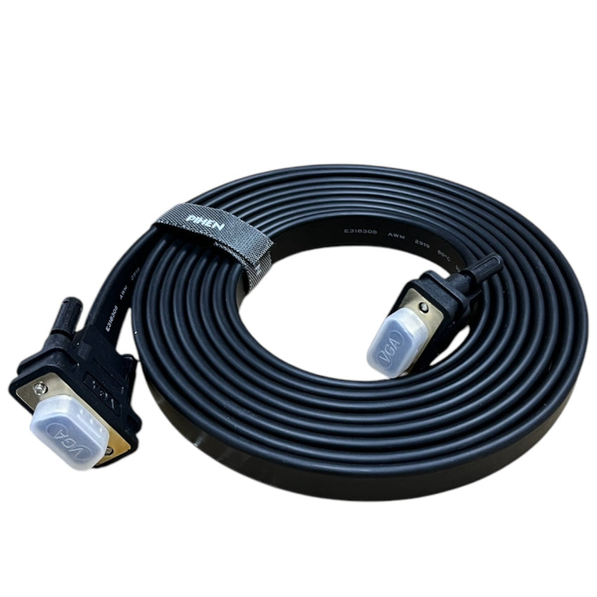 Grippes VGA Cable Male to Male with durable black coating and secure connector caps