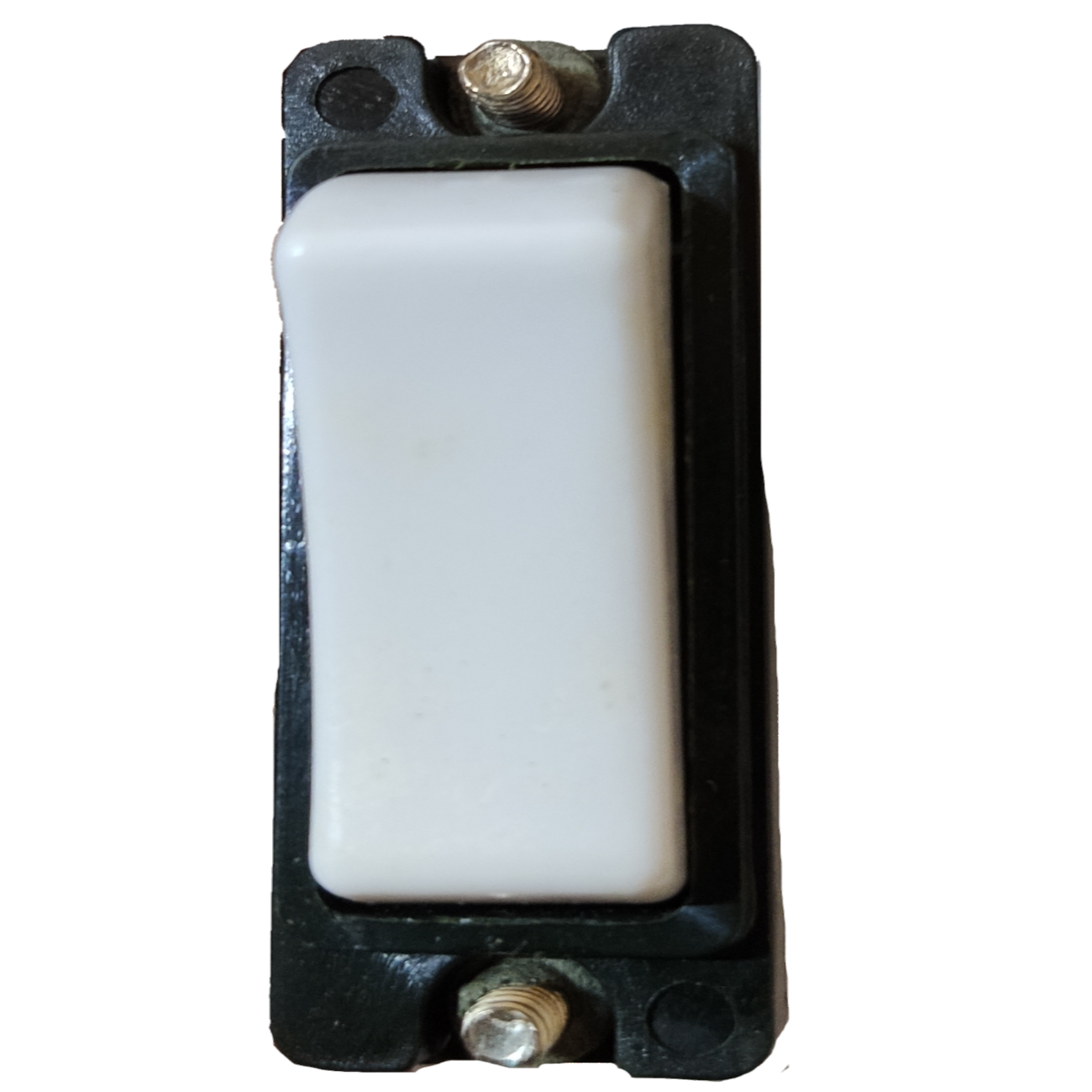Vimar 3 way switch 10A with white toggle and black mounting plate from Electx Electrical Supply