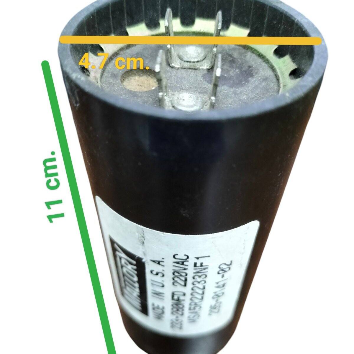 Philips Sprague Mallory Motor Starting Capacitor 233-280UF black cylindrical fan part measuring 11 cm by 4.7 cm