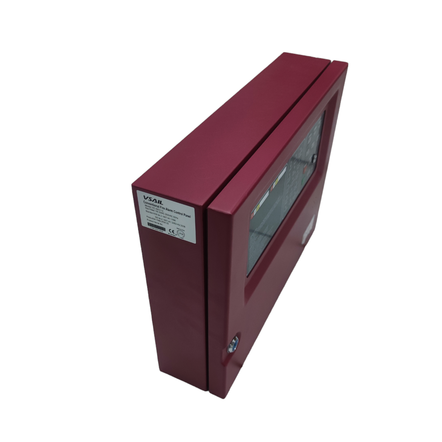 VSAIL Control Panel Conventional Type fire alarm panel with a durable red metal casing