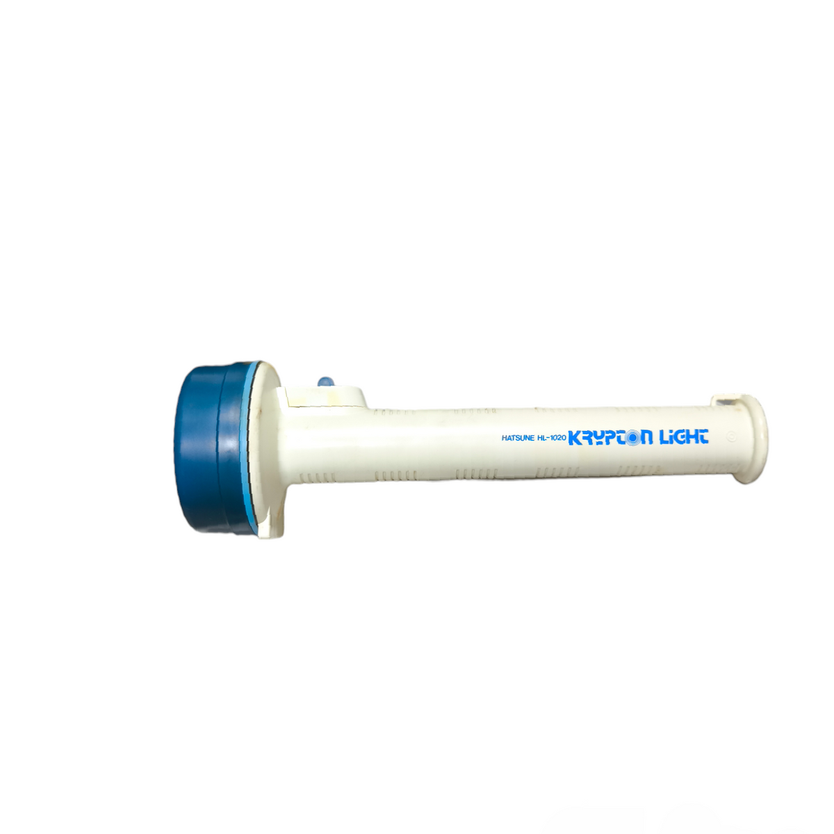 Hatsune water proof flash light hand held 30 meter with white body and blue head for outdoor use