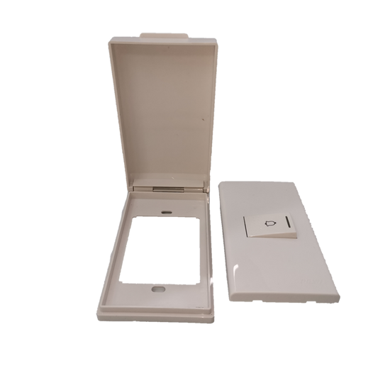Royu Weatherproof Plate 1 Gang Doorbell Switch with protective cover and white finish