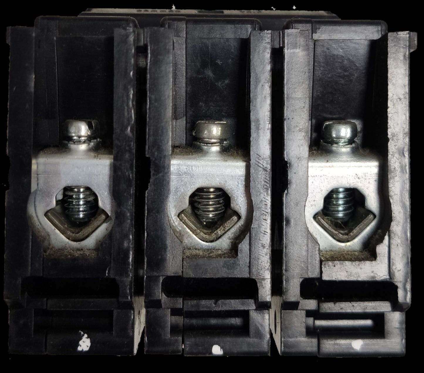 Westinghouse 30A 3 Pole 3 Phase Circuit Breaker Plug-in with black casing and metal terminals