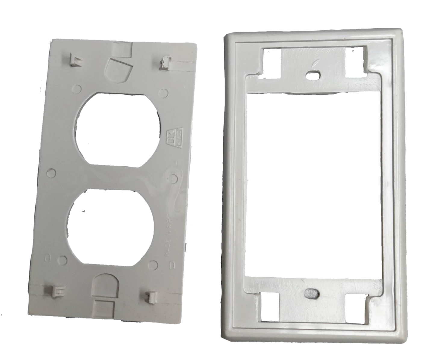 Kopez white 2 gang outlet cover plate with mounting bracket for electrical power points