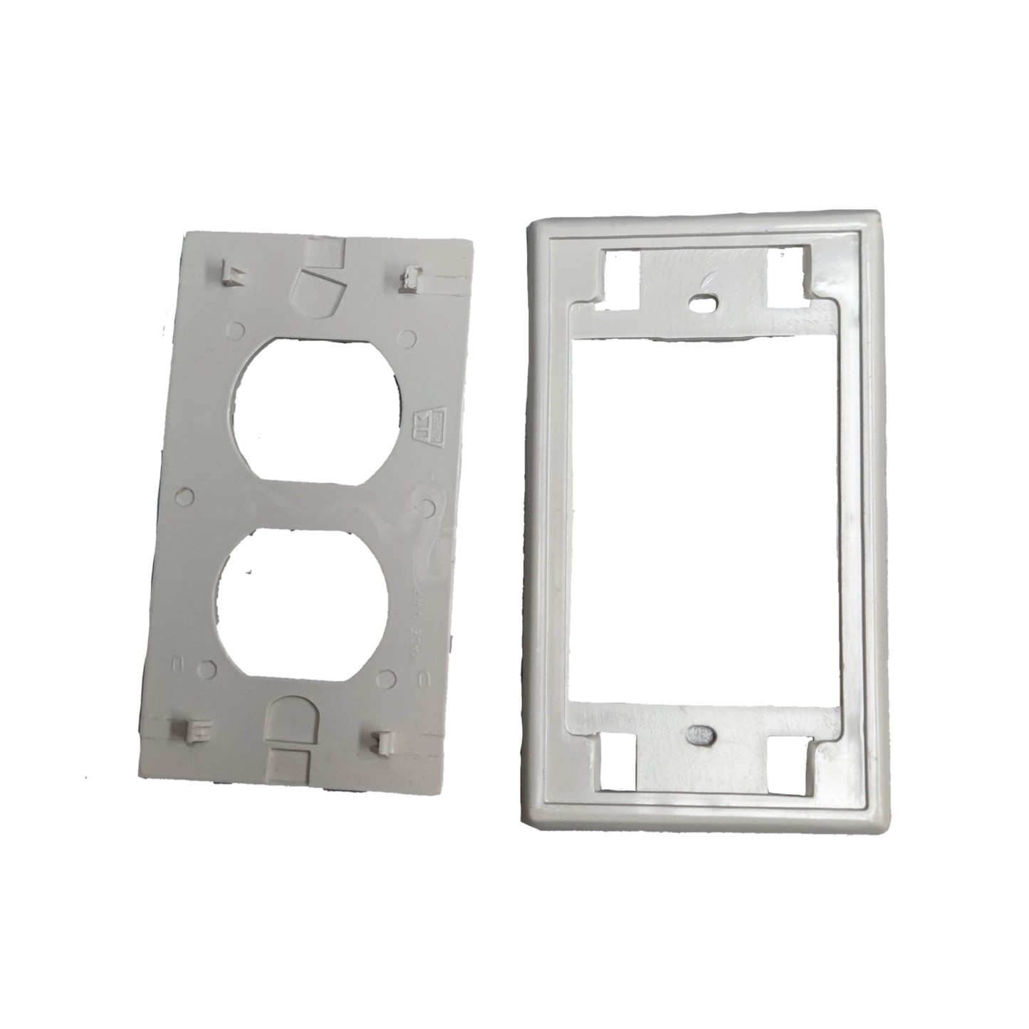 Kopez white 2 gang outlet cover plate with mounting bracket for electrical power points