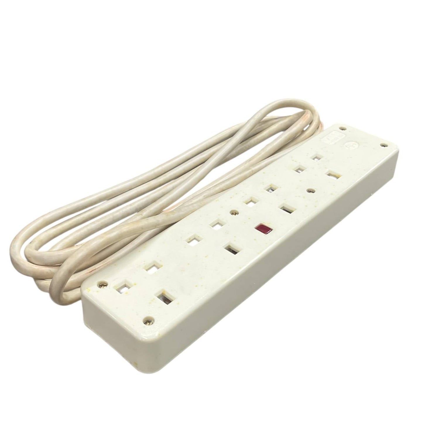 White 4 gang extension cord 220V power strip with long cable and multiple outlets from China