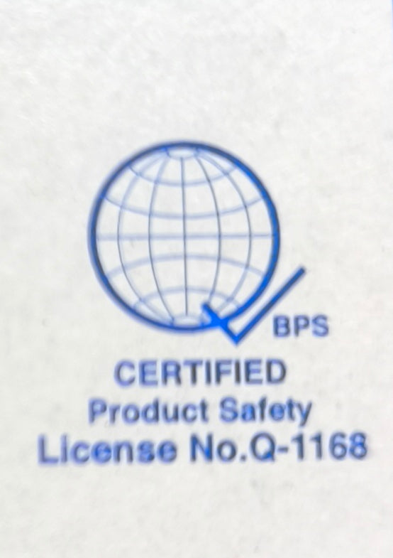 Panasonic 1 Way Switch Wide Series WEG5001K-5 packaging showing BPS certified product safety globe mark and license number