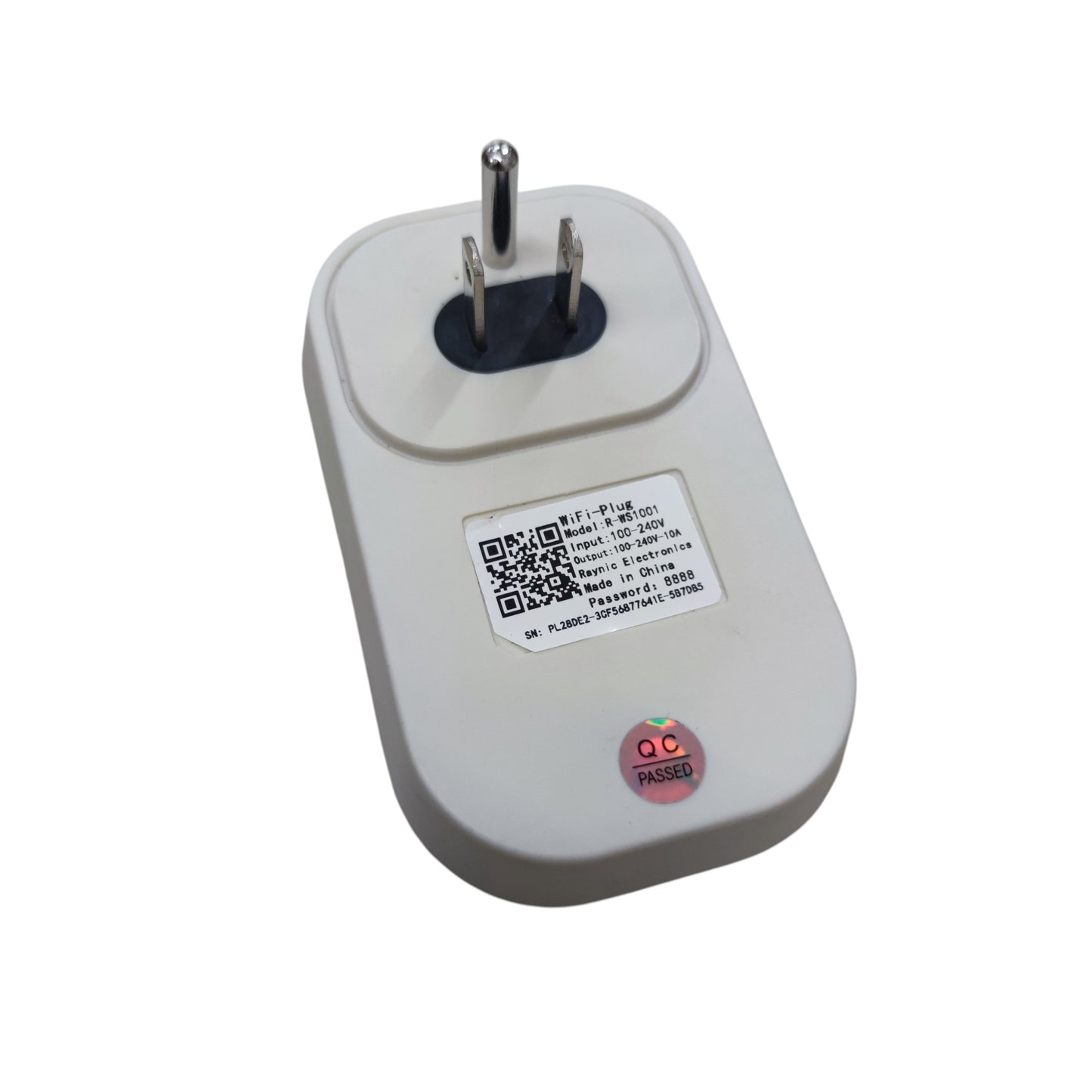 China made Wifi Smart Outlet 5A 220V power plug with QR code and quality control sticker