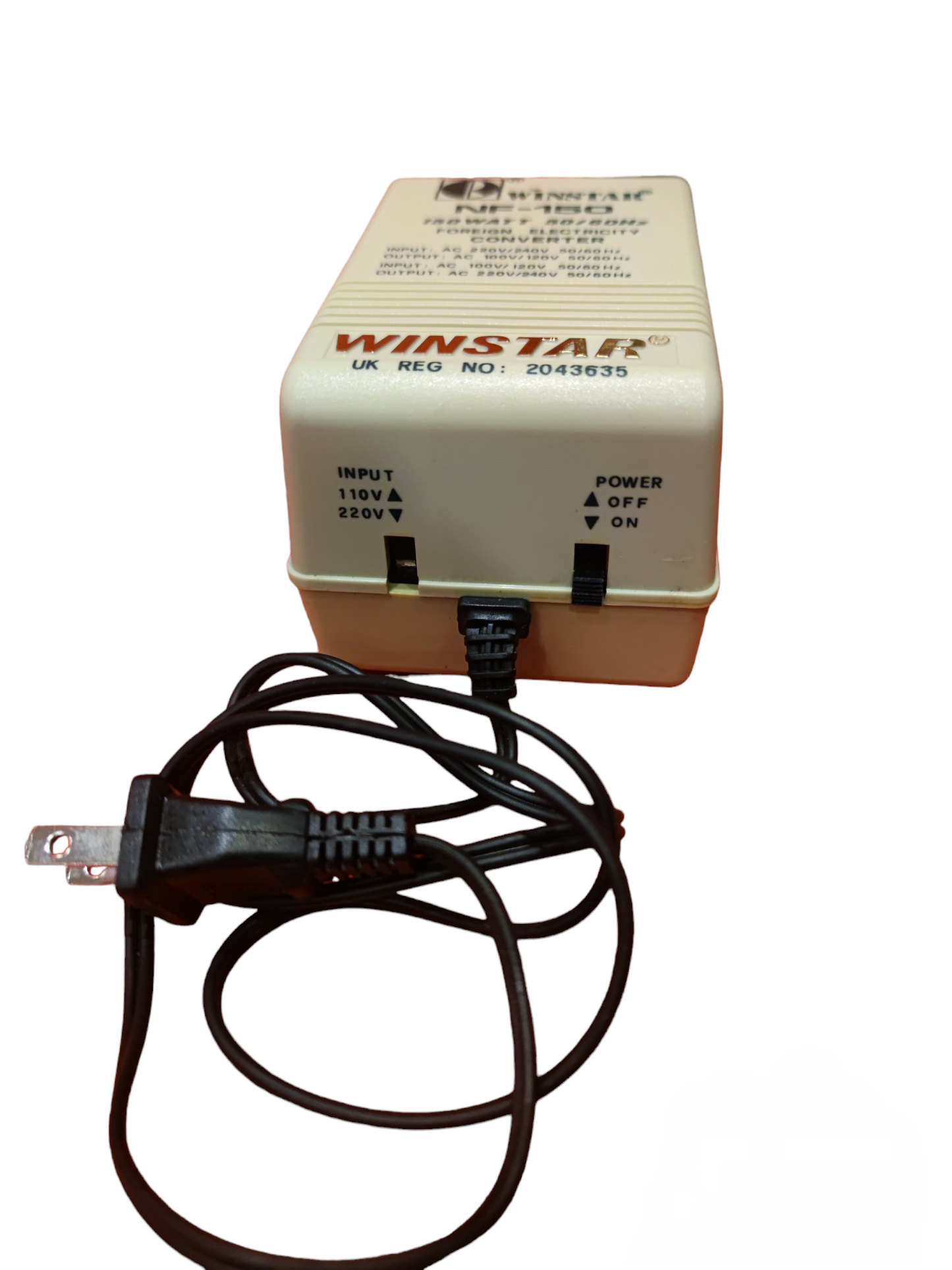 Winstar door chimes 150W Transformer 220V - 110V power converter with attached power cord