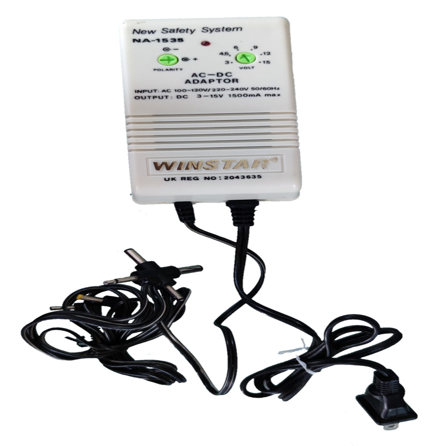 Electx Electrical Supply AC DC adaptor 1500mA power adaptor with UK plug and multiple cables