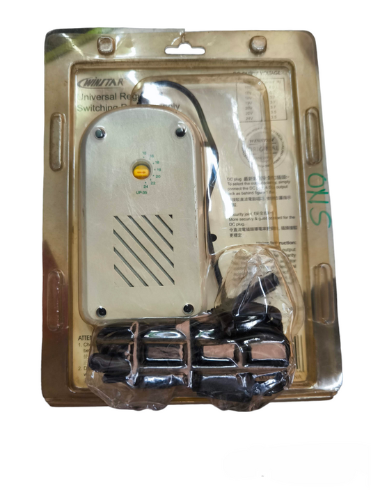 Universal Regulated Power Supply 3500mA in original packaging with multiple connector tips for versatile charging