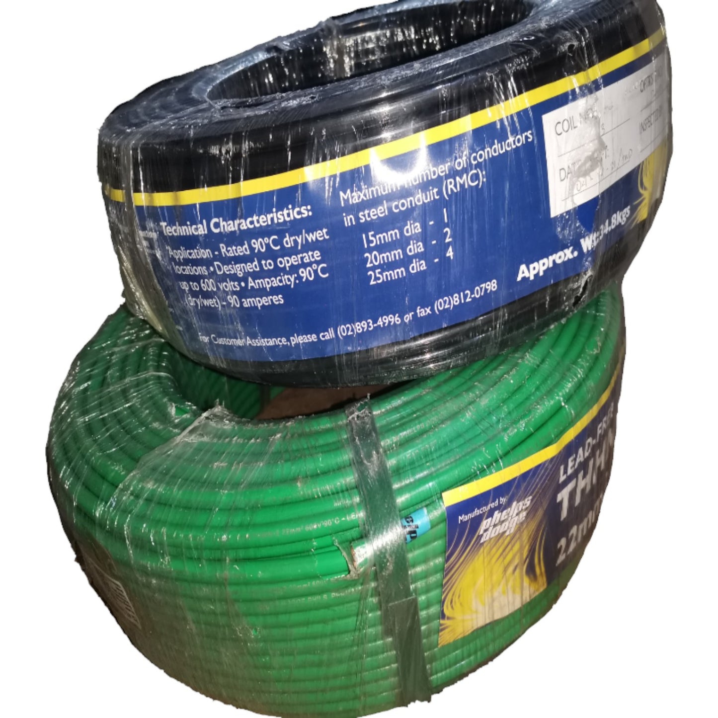 Phelps Dodge 22mm THHN Wire AWG 4/7 THWN Stranded Wire (Per 1 Meter) Yellow