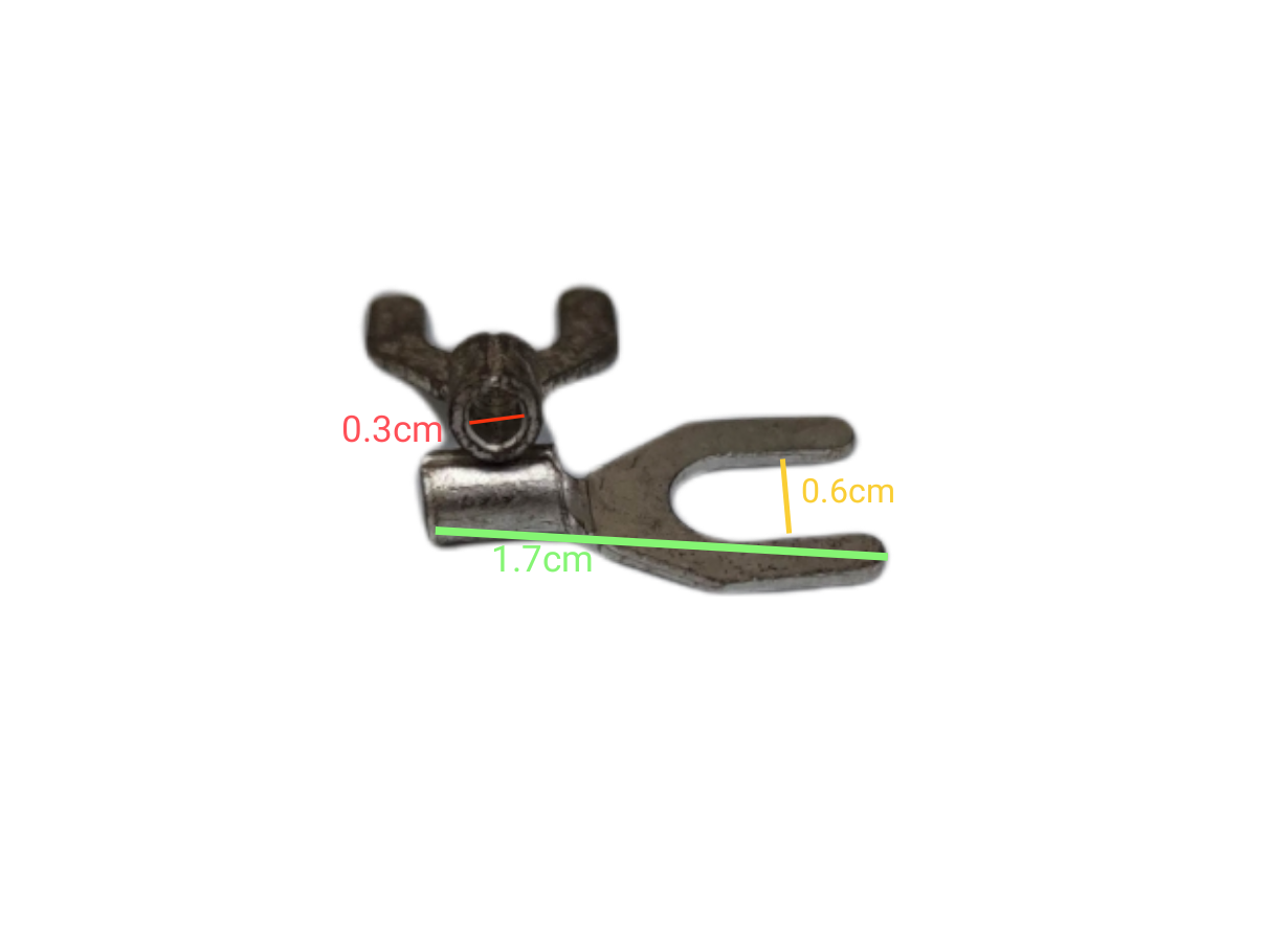 Y Terminal 2.0mm YA-10 electrical connector part made in China with detailed size measurements