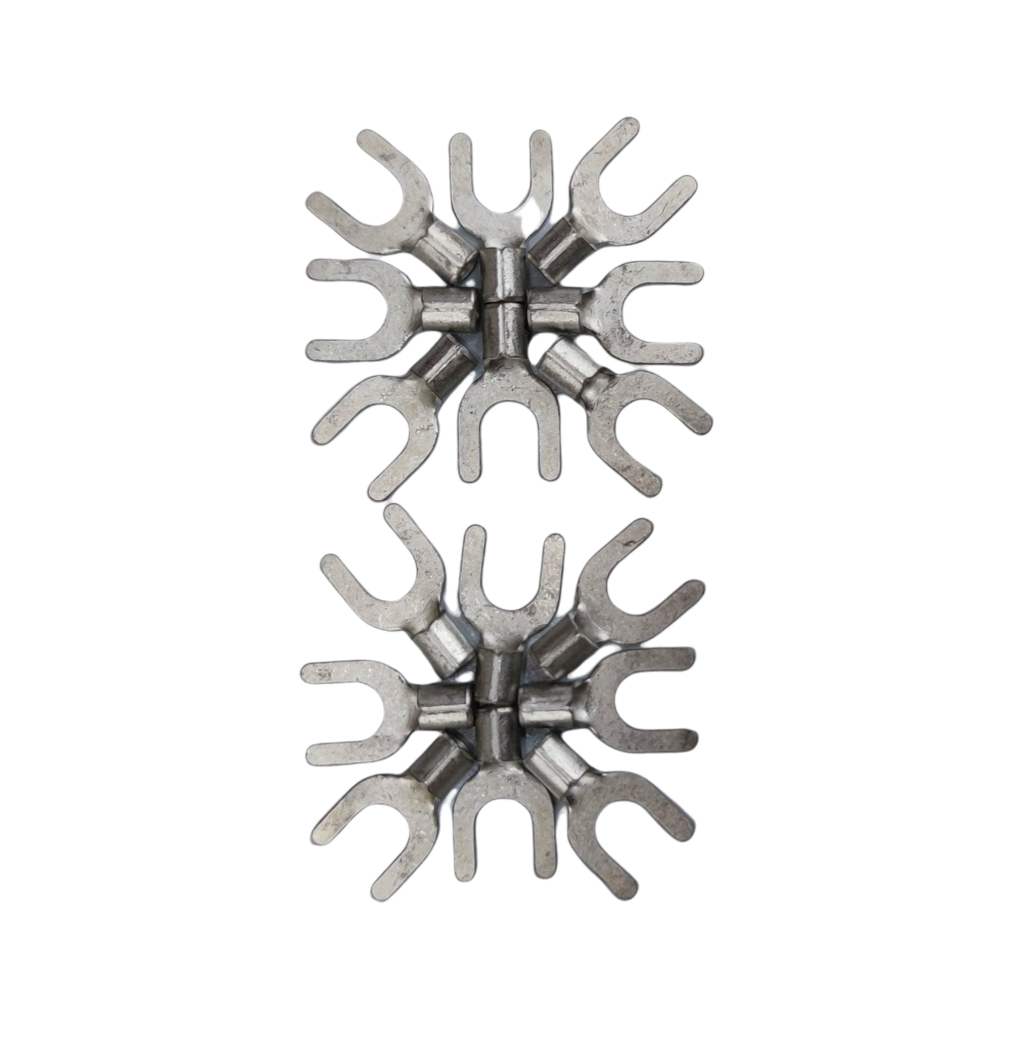 Y Terminal 3.5mm YB-10C electrical circuit parts arranged in a symmetrical pattern on black background
