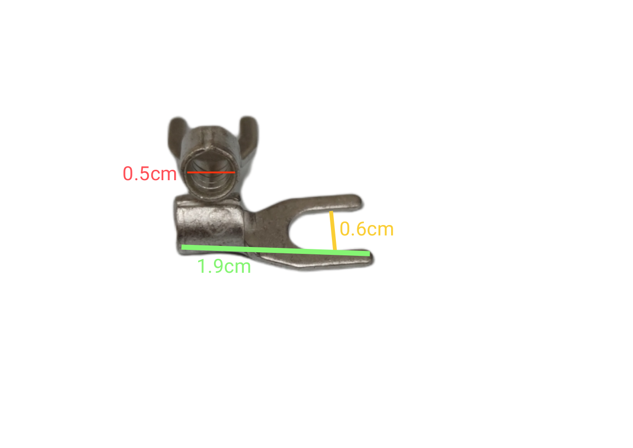 Y Terminal 5.5mm YC-10C electrical connector part with detailed size measurements on black background