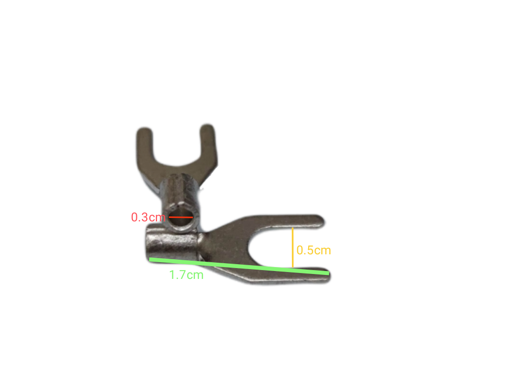 Y Terminal 5mm YA-8C metal connector for electrical circuitry with dimensions shown