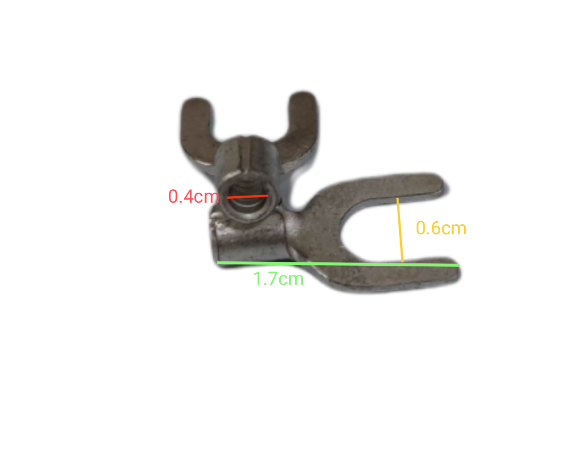 Y Terminal 6mm Y Size YB-10C metal connector with precise dimensions for electrical applications