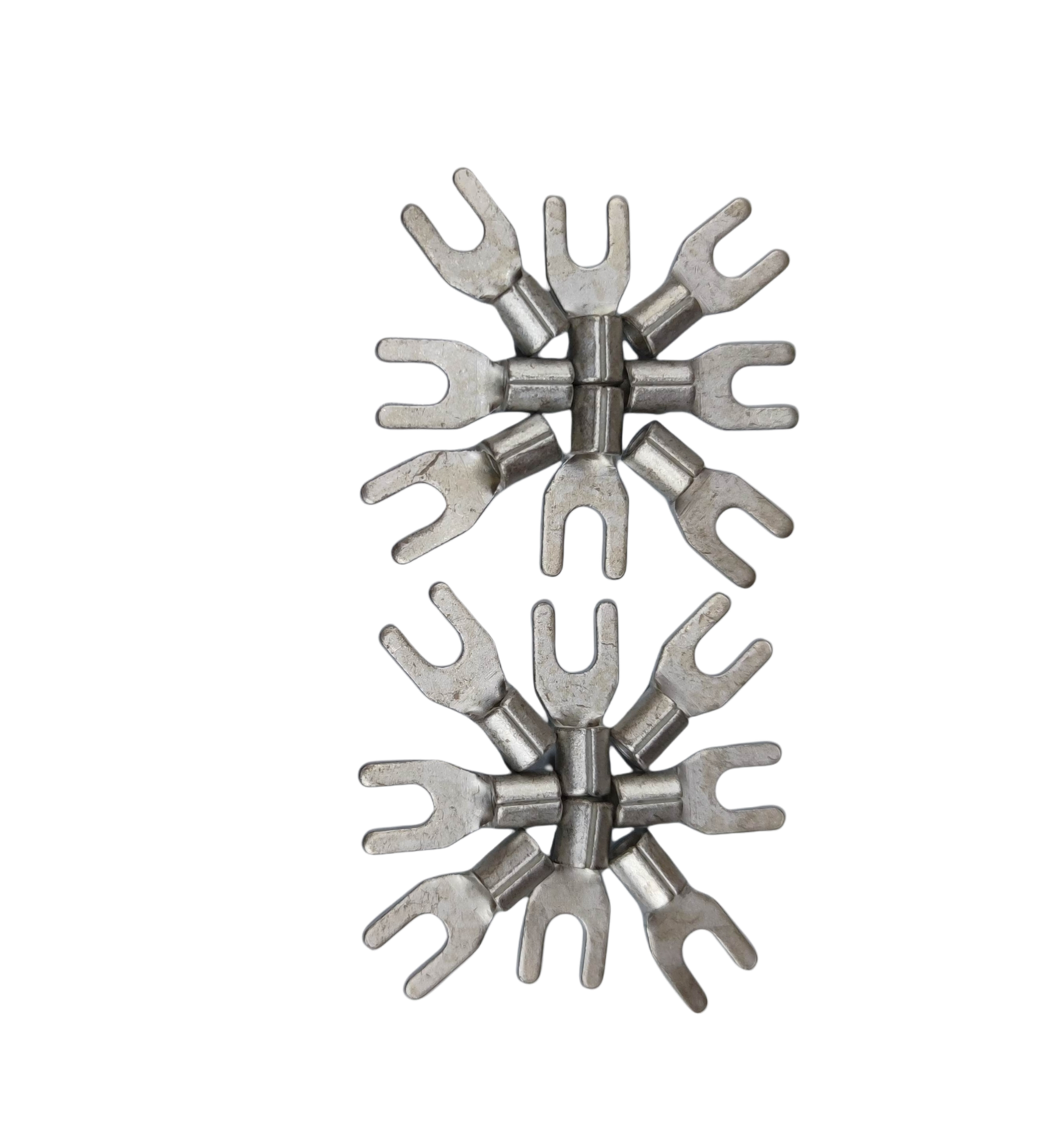 Close-up view of Y Terminal 8mm YC-8C electrical connectors made of durable metal for reliable connections