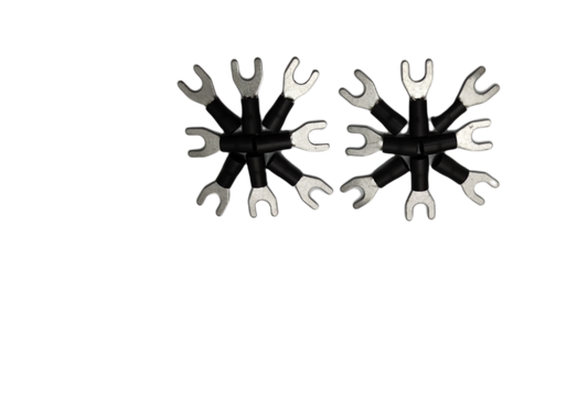 Y Terminal With Insulation 5.5mm electrical connectors with black insulation on a black background