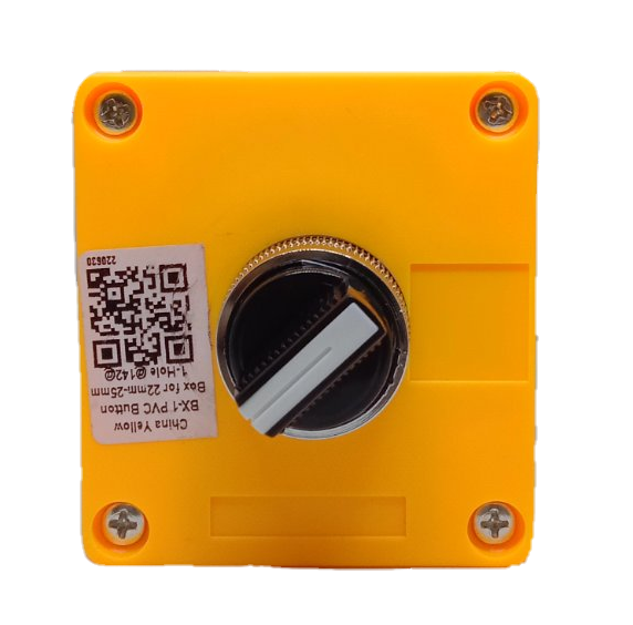 Auspicious 2 position selector switch 22mm mounted on yellow square base with black knob