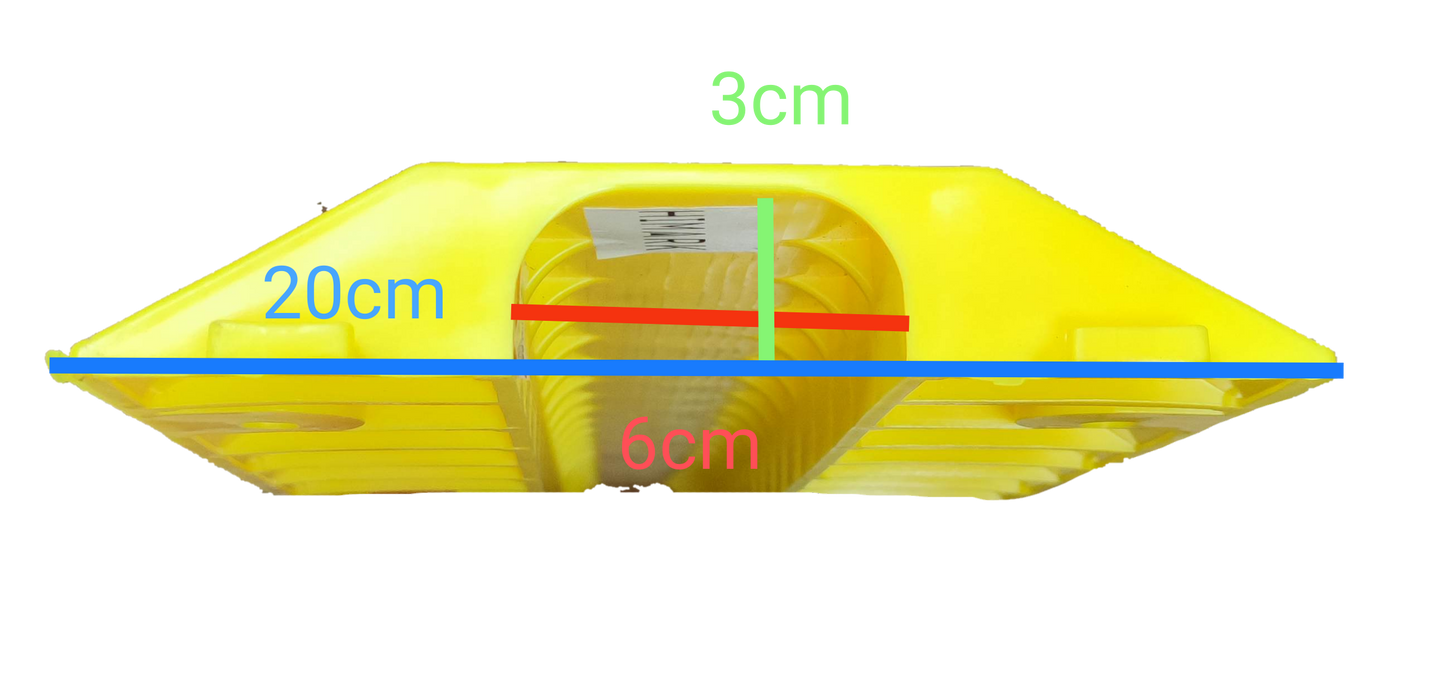Grippes Ramp Cable Protector 1 Channel in yellow with dimensions for cable management