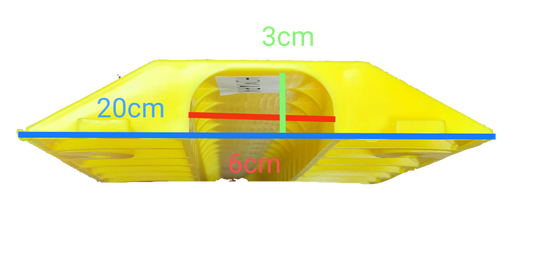 Grippes Ramp Cable Protector 1 Channel in yellow with dimensions for cable management