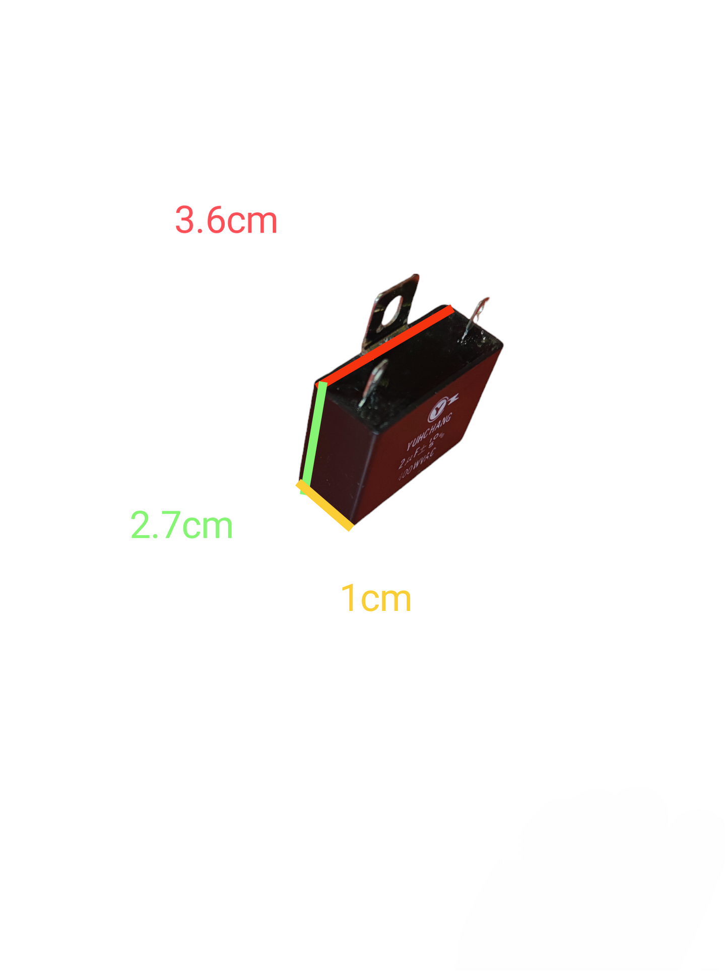 Electx Electrical Supply 2uF 400V capacitor pack with compact rectangular design and wire terminals