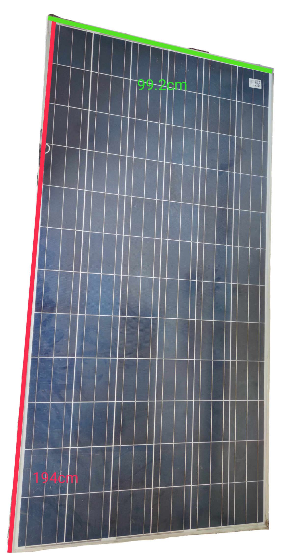 ZwitseRise 300W Solar Panel 1940 x 992 x 40 mm with grid pattern and dimensions marked