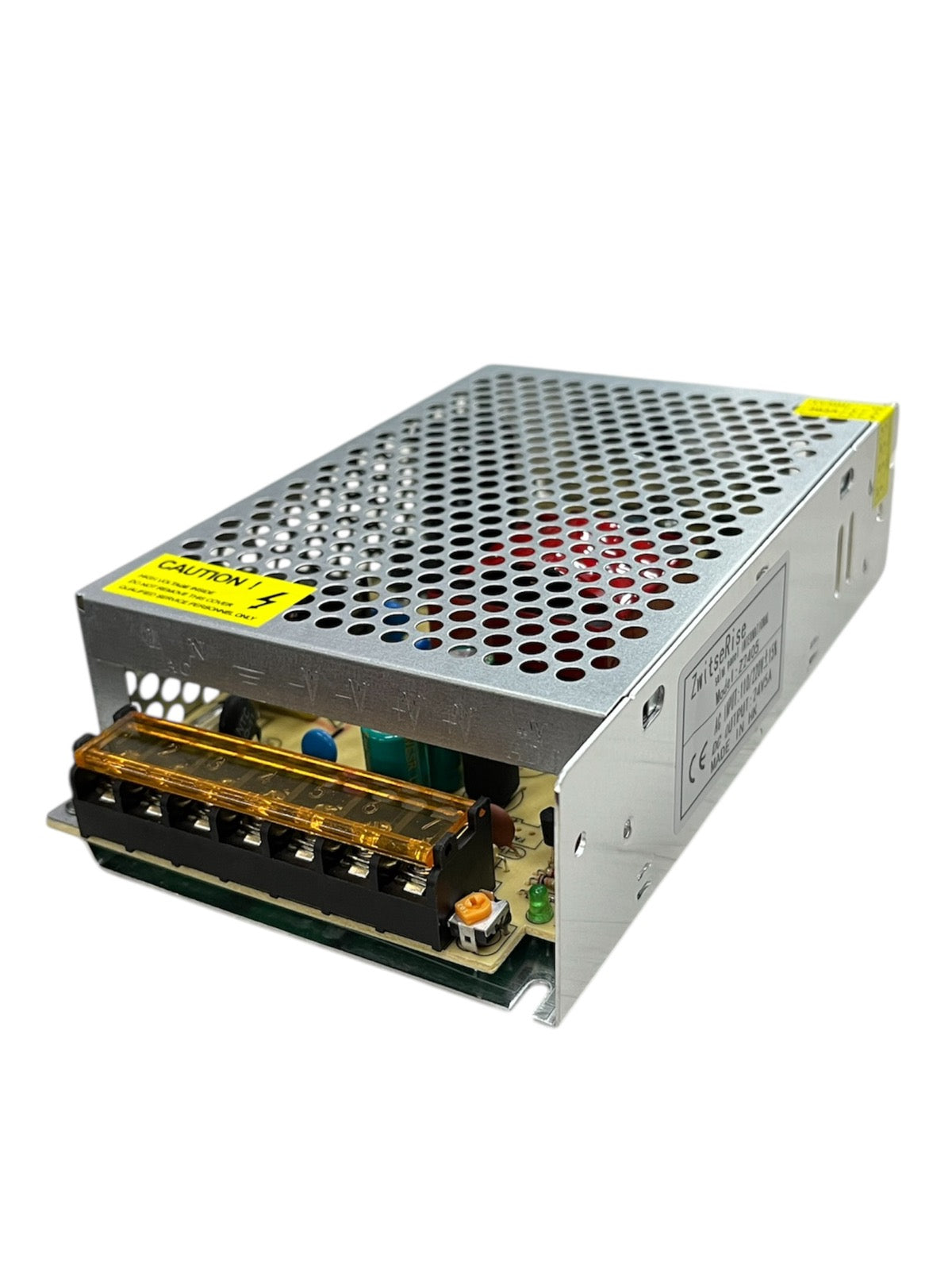 ZwitseRise Power Supply 24V 5A metal casing with ventilation holes and terminal connectors