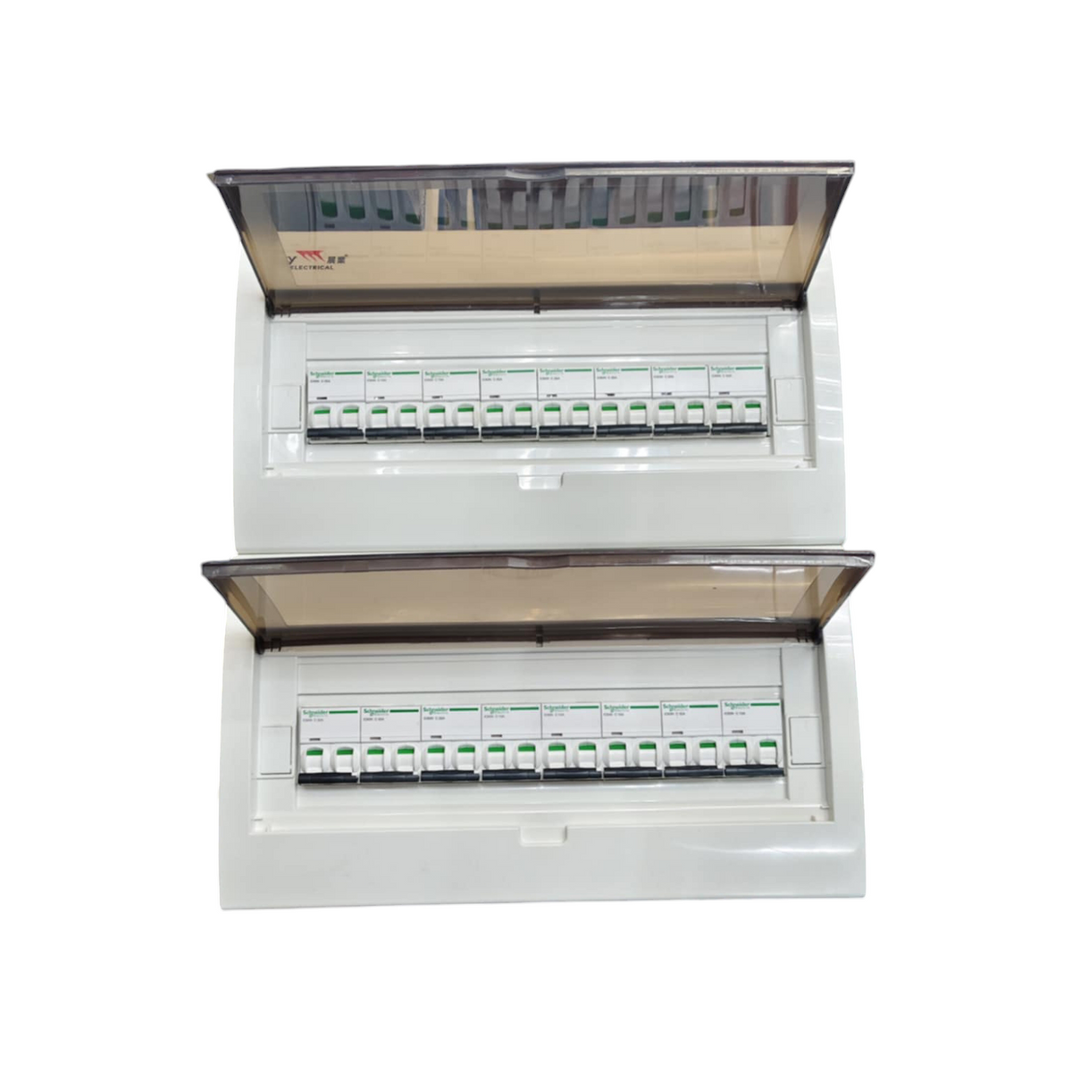 32 Ways Surface Type Panel Box ZY with two rows of circuit breakers and transparent protective covers