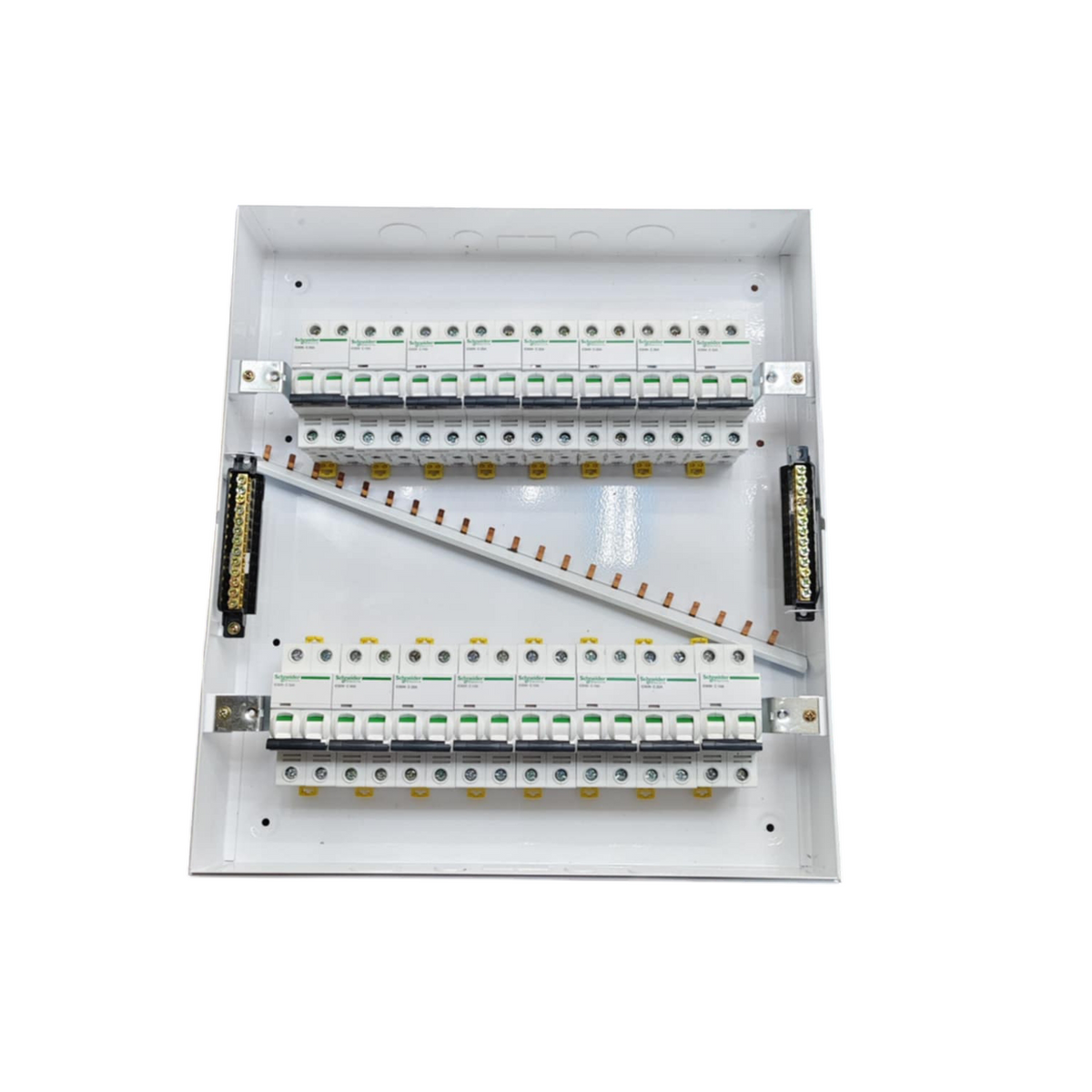 Schneider & ZY 32 Ways Surface Type Panel Box ZY electrical circuitry with circuit breakers inside