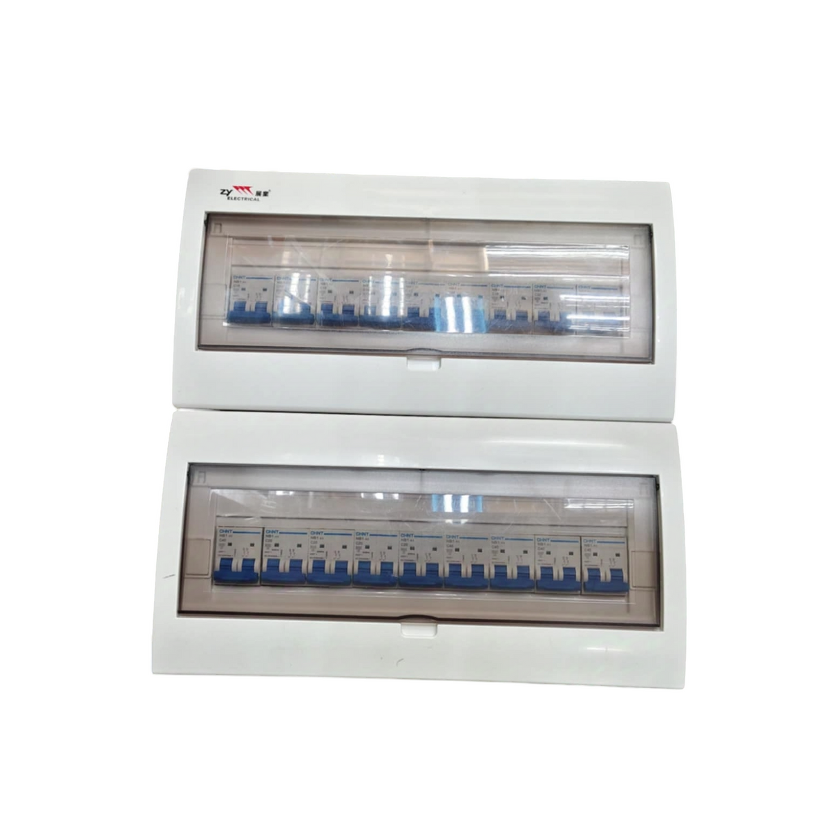 Chint and ZY white double row electrical enclosure with circuit breakers 50A 36 ways surface type panel box