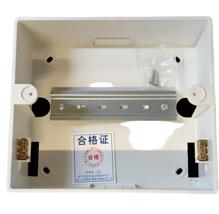 ZY 8 Ways Distribution Box Surface Type electrical enclosure with metal mounting rail and screws