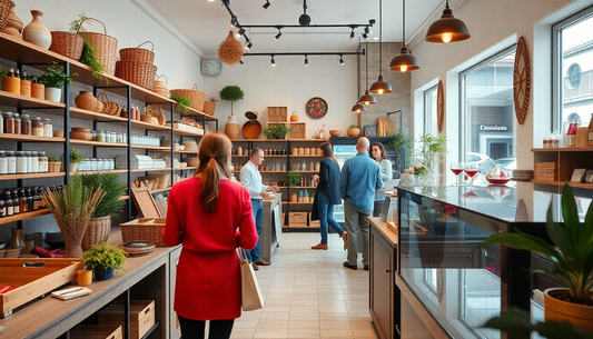 Show an Image that lots of people are working hard just to give the best service for a customer at a back and and the customer just see a well decorated shop