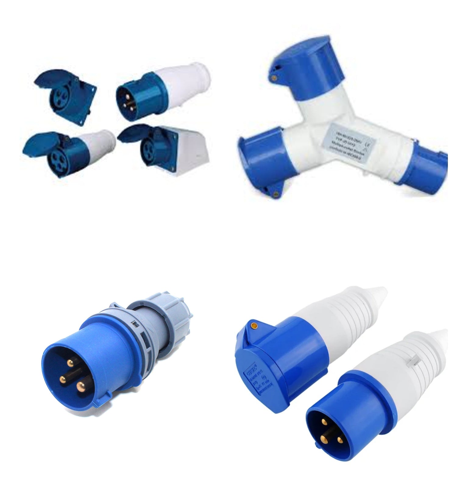 Industrial outlet 16A 2P+E for factories with heavy-duty splash-proof plugs and connectors for safe power connections