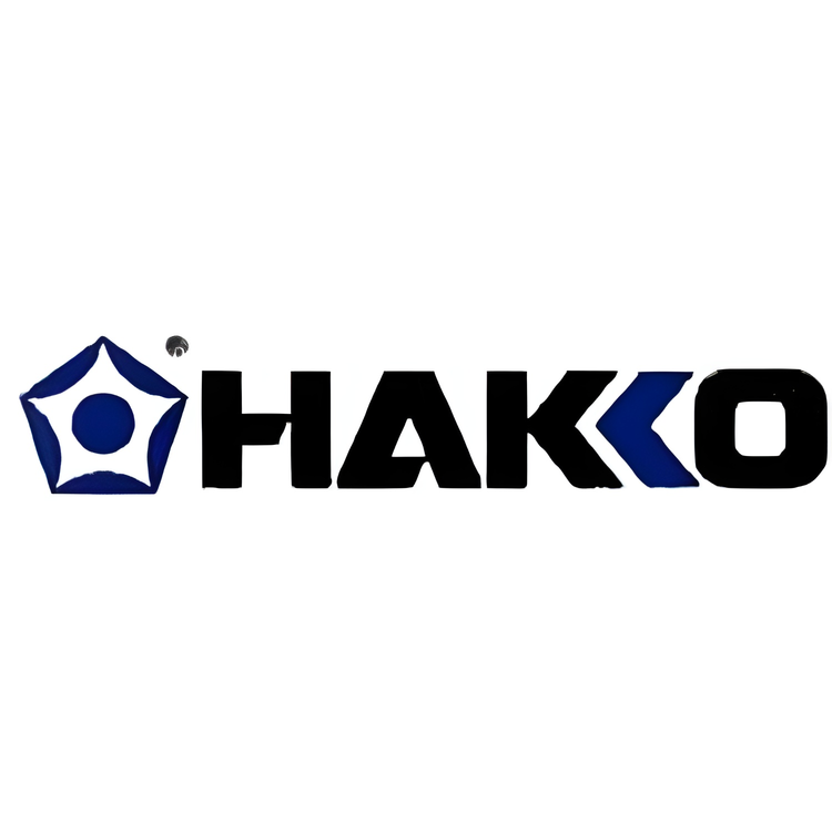 Hakko soldering tools logo in black and blue representing professional precision soldering equipment