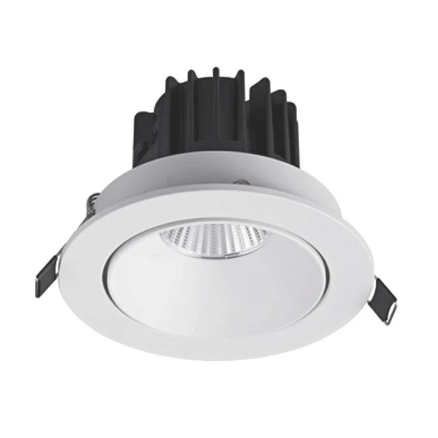 White LED downlight with heat sink and adjustable clips for home ceiling lighting