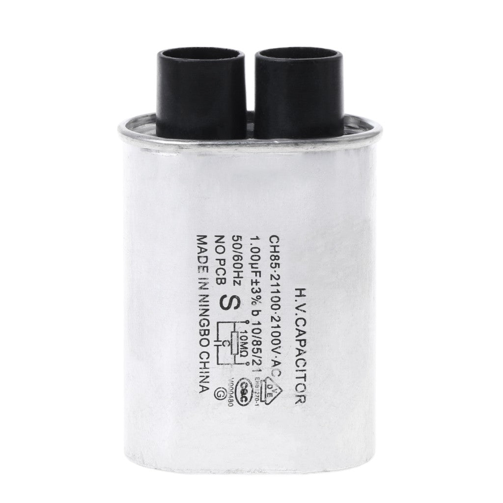 High-voltage microwave oven capacitor replacement part with dual terminals for oven repair