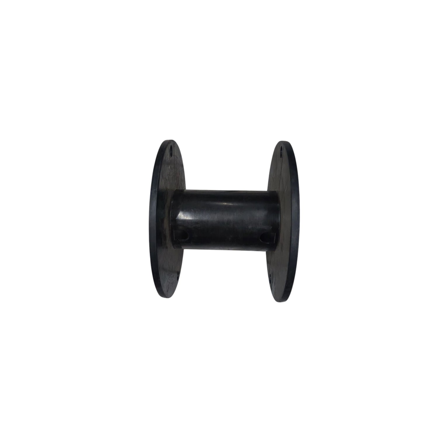Black plastic spool for wiring designed to organize and manage cables and wires efficiently